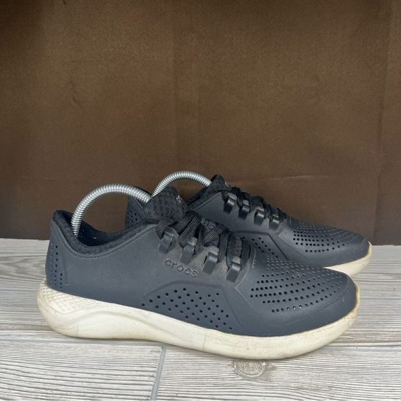 Crocs Literide Pacer Black White Rubber Sneaker Casual Shoe Womens 10 - Picture 1 of 8